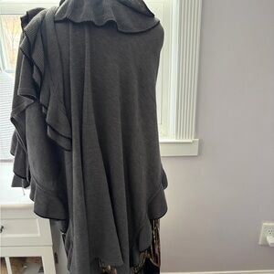Gray Women's Ruffled Poncho